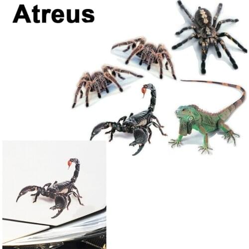 Atreus Car Styling 3D Cool Spider Stickers Covers For VW polo passat b5 b6 Mazda 3 6 cx-5 Toyota corolla Ford focus 2 3 fiesta
