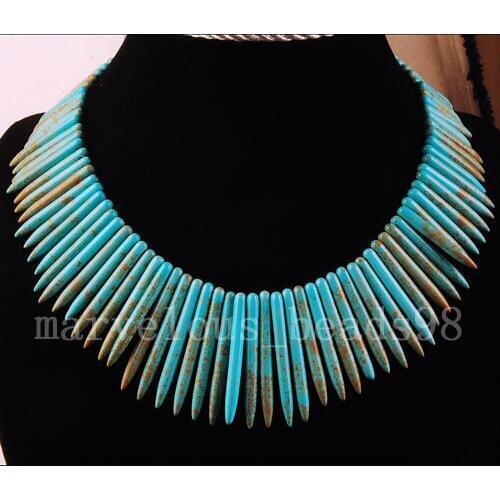 Free shipping Fashion Jewelry White Howlite Beads Steel Needle Necklace 17.5" G0868