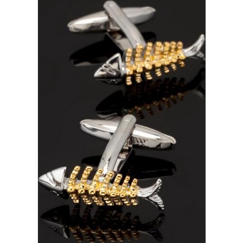 Free shipping, new mens shirt cufflinks golden fish bone cufflinks senior designer exclusively designed gift buttons for sports