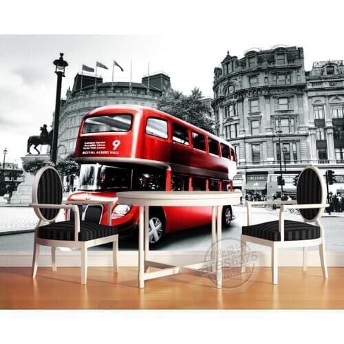 Home Decoration European retro double-decker bus London Wall murals TV wall photo mural wallpaper