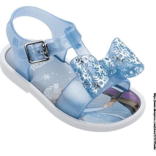 Disney Girls PVC Sandals Frozen Elsa Girls Kids Shoes Soft Insole Hook Loop Hollow Out Shoe Size 22-29 Melissa Princess Sandals