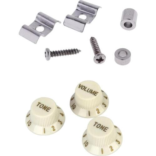 3pcs Guitar Tone Volume Control Knobs+2pcs Roller String Tree Retainer for Electric Guitar Parts
