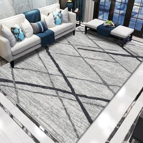 Classic Striped Crystal Velvet Carpet Living Room Nordic Simple Modern Rugs Sofa Coffee Table Floor Mat Bedroom Bedside Rug