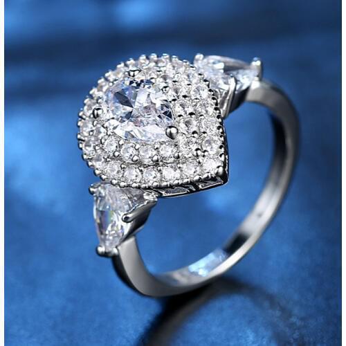 Heart Shaped Crystal Ring Glamour Lady Fashion Single Glamour Seal Metal Ring Colorful Zircon Gift Set Party Party Ring Gift