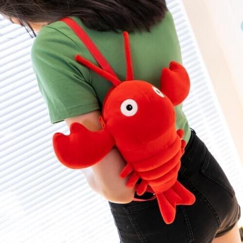 Cartoon backpack net red crayfish messenger bag children coin purse cute children plush personality trend bag girl