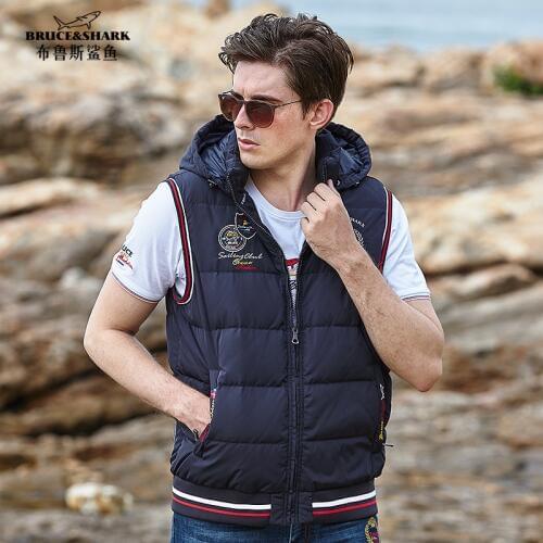 Mens Vest Winter 80% Down Feather Casual Waistcoat Mens Sleeveless Jacket Warm Mens Embroidery Vest Hat Overcoats Size 3XL