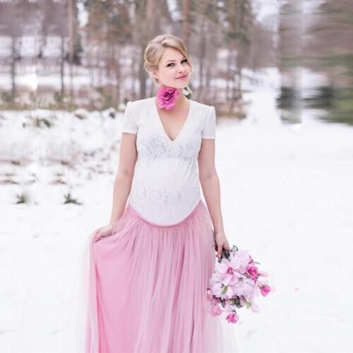 New Lace Maternity Photography Props Long Dress Cute Pregnancy Dresses Mesh Pregnant Women Maxi Gown For Baby Shower Photo Shoot