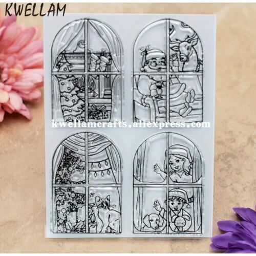 Christmas Windows Scrapbook DIY photo cards rubber stamp clear stamp transparent stamp 10x13.5cm KW8010211