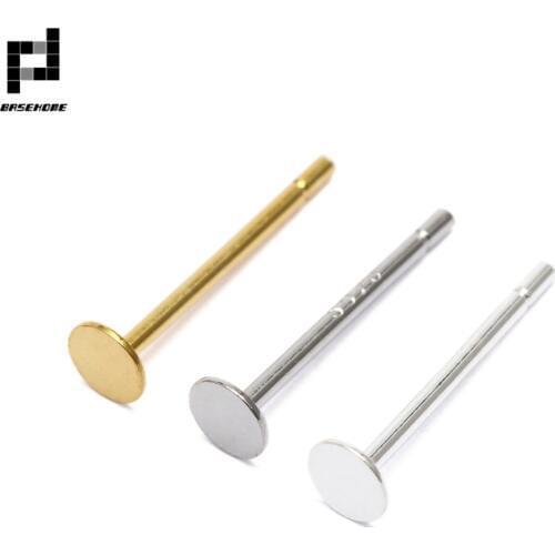 925 Sterling Silver Earrings Settings 3/4/5/6/8mm Blank Round Base Cabochon Stud Ear Flat Base Posts Pure Silver Earring Finding