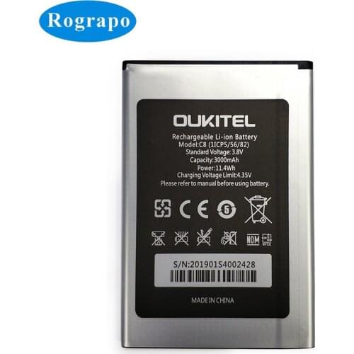 New 3000mAh C8 High Quality Replacement Battery For Oukitel C8 Bateria Batterie Baterij Cellphone Mobile Phone Batteries