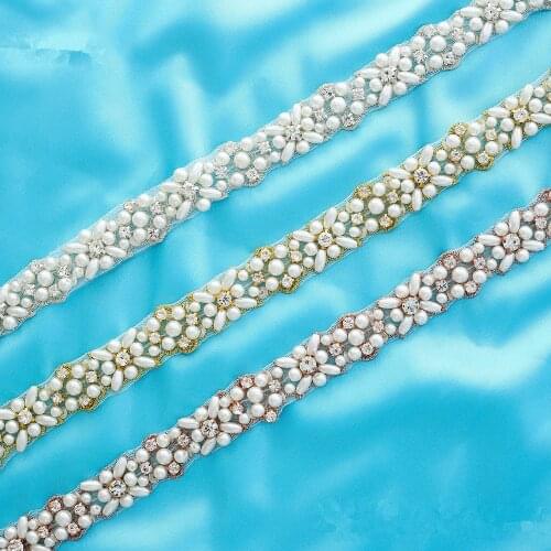 SESTHFAR Hand beaded Bridal crystal rhinestone applique belt wedding sash sew on iron on for wedding dress
