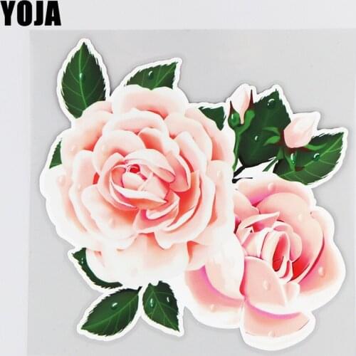 YOJA 16.6×16.9CM Rose Flower Cartoon Reflective Car Sticker Door Bumper Creative Decoration Accessories 19B-0079