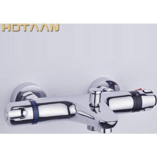 Free Shipping Wall Mounted Two Handle Thermostatic Shower mixer Thermostatic faucet , Shower Taps Chrome Finish,HYT-5305-B