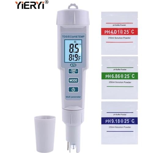 New Portable 4 in 1 pH/EC/TDS&Temperature Meter PH test pen Waterproof Digital Drinking Water Water Quality Monitor