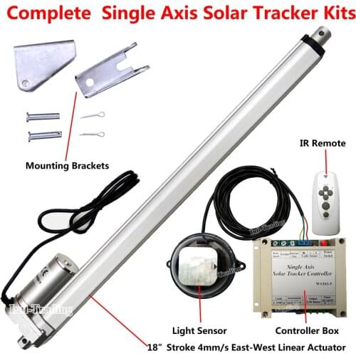 DC 12V SingleAxis Solar Tracking Tracker &18" Stroke Linear Actuator &Solar Controller for Electronic Solar Panel Sunlight Track