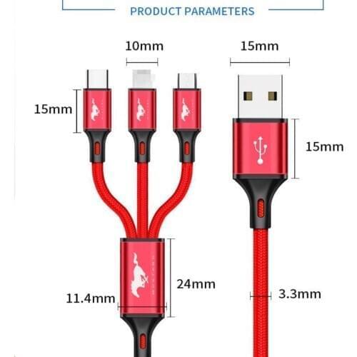 3 In 1 Mobile Phone 3A Micro USB Type C Charger for Huawei IPhone 11 Pro XR XS Max X Fast Charging for Ford Mustang GT SHELBY