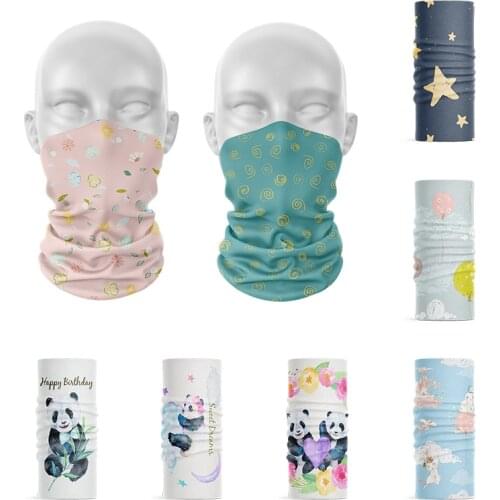 3D Printed Women Headscarf Funny Cute Animal Hijab Scarf Panda Rabbit Ink Painting Bandana Unisex Tube Mask Elastic Kerchief