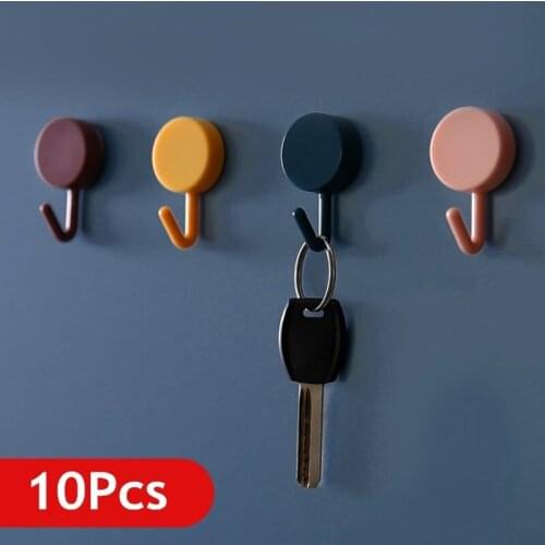 10Pcs Cute Creative Sticker Hook Free Punch Wall Sticker Seamless Hook Key Placement Classification Key Hanger Wall Key Holder