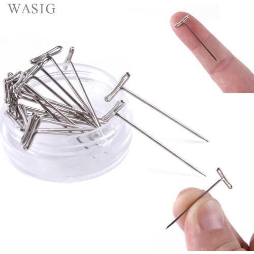 100pcs T-PINS (32mm) For Wig On Foam Head Style T Pin Needle Brazilian Indian Mannequin Head Type Sewing Hair Salon