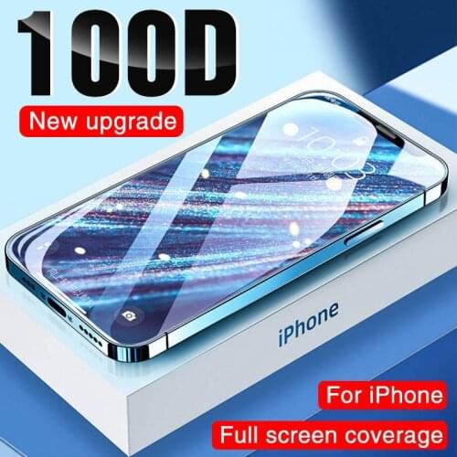 100D Full Cover Protective Glass On For iPhone 11 12 Pro XS Max X XR Screen Protector On iPhone XR 6 7 8 Plus SE 2020 Glass Film