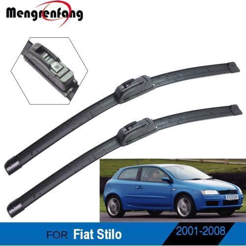 2 Pieces Car Frameless Wiper Blades Soft Rubber Front Windscreen Wiper For Fiat Stilo 2001 2002 2003 2004 2005 2006 2007 2008