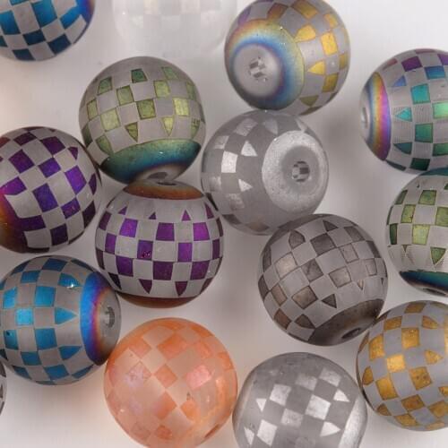 20pcs 10mm Acrylic Beads Matte Lattice Round Ball Effect Spacer Loose Beads Craft DIY Jewelry Necklace Bracelet