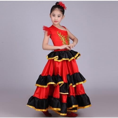2020 Children Performance Costume Performance Clothing Spain Bull Dance Big Skirt Opening Dance Dress Stage Clothing