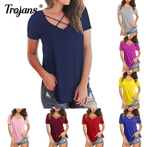 2021 Summer Womens Tops V-Neck Cotton T Shirts Solidcolor Short Sleeve Tees Casual Loose Pius Size Femmel T-Shirt New