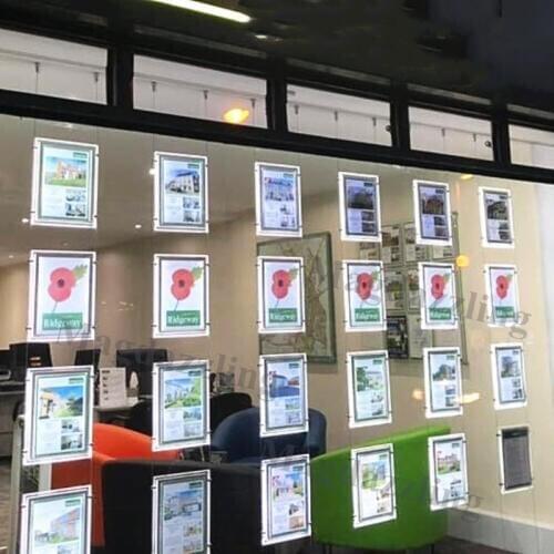 24PCS A4 Single Side Vertical Magnetic Acrylic Frame LED Window Light Pocket Illuminated Light Panel Estate Agent Display