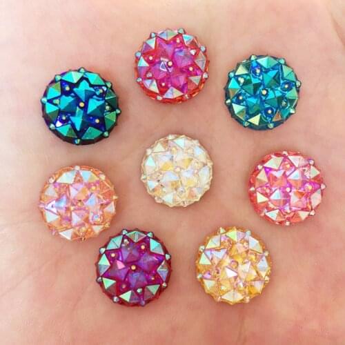 250pcs AB Resin 14mm Round Mini Face Flat back Crocodile Skin Rhinestone Appliques DIY Wedding Scrapbook Craft SF351*10
