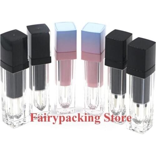 4ML Cosmetic Pink Plastic Beauty Lip Gloss Tube, Black Clear Makeup Lip Tool lipgloss Bottle, DIY Professional Lipstick Package