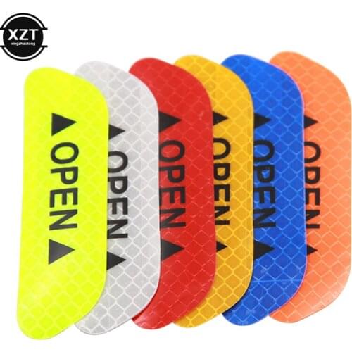4 Pcs/set Universal Car Reflective Stickers Car Door Wheel Eyebrow Sticker Decal Warning Tape Safety Mark Reflective Strips
