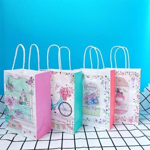 50pcs Kraft Paper Bag With Handle Storage Gift Stationery Bicycle Perfume Stationery Gift Gift Box Packaging Bag 21*15*8cm