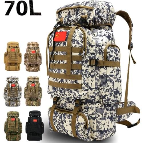 Mountaineering bag 70L large capacity hiking backpack camouflage camping men and women sports backpack luggage travel bag