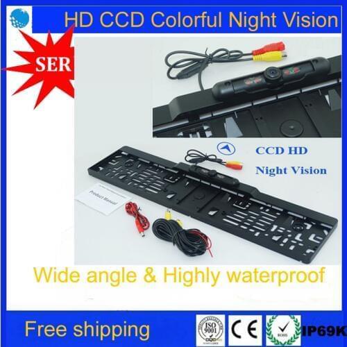 Free Shipping CCD HD car reverse rear view camera European License Plate car parking rear view camera For Eur car Promotion