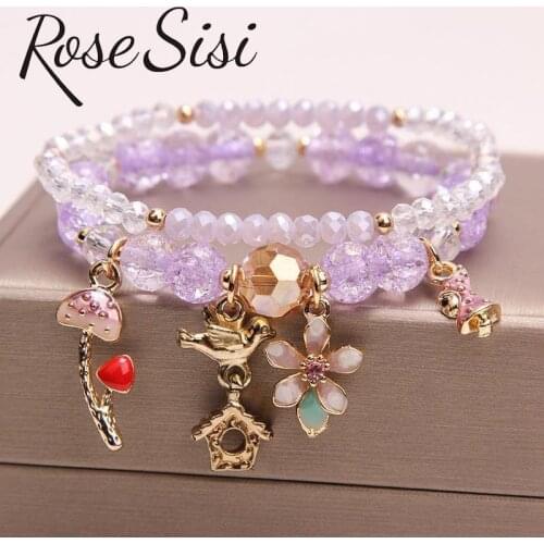 Rose sisi Korean style fresh and sweet summer beach style ladies bracelet set jewelry for women present bracelets