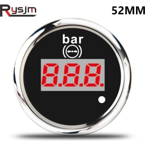 52mm Digital Air Pressure Gauge 0-10 Bar Waterproof Marine car air pressure meter for auto truck RV yacht 12V 24V With Alarm