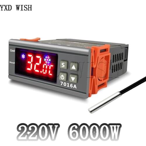 7016A Digital Temperature Controller Switch Controller 30A High-Power Temp Control Thermostat Heating Cooling NTC Sensor