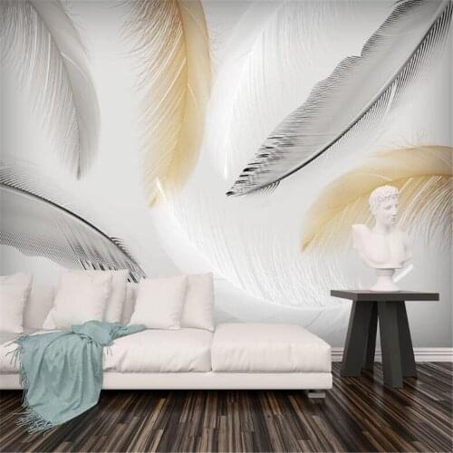 Milofi customized 3D photo background wall paper modern minimalist small fresh abstract feather background wall paper