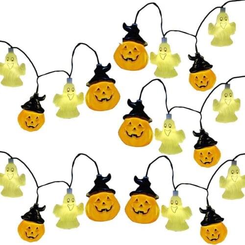 Halloween Pumpkin Ghost Lantern String Lights 3 Meter 20 LED Battery-Powered String Light for Indoor Outdoor Halloween