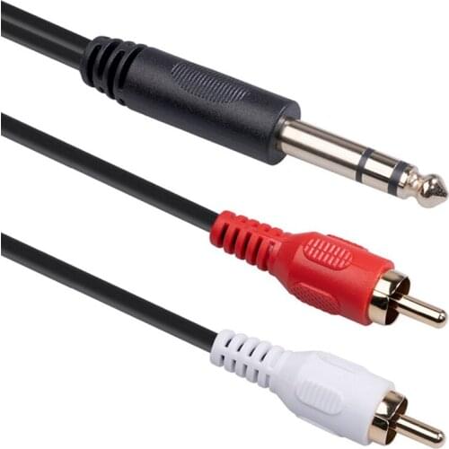 RCA Cable 6.35mm Male to 2RCA Male Stereo Audio Adapter AUX RCA Y Cord for Smartphones, MP3, Tablets, Speakers, HDTV