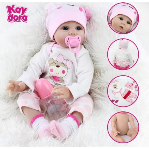 KAYDORA 55cm 22inch Vinyl Reborn Baby Doll Soft Realistic Bebe Girl Dolls Newborn Baby Child Lifelike Birthday Christmas Gift
