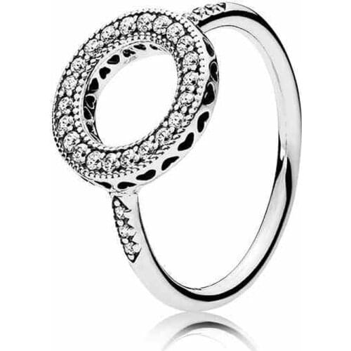 Authentic S925 Hearts Ring Hearts of Halo With Crystal Rings For Women fit Lady Jewelry
