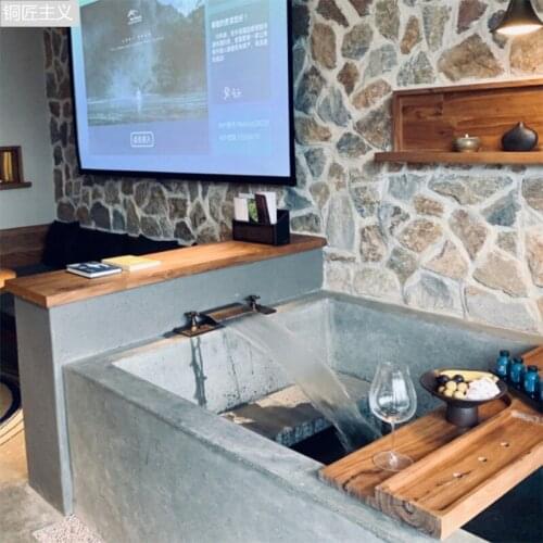 Hot spring bath sauna waterfall hot and cold water faucet mixing valve brass Japanese style copper retro light luxury