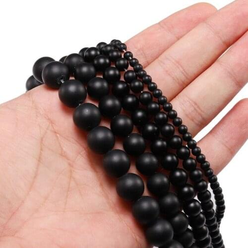 4/6/810mm Matte Black Beads Loose Glass Stone Beads Dull Polish Onyx Carnelian for Men Women Bracelet Jewelry Making Wholesale