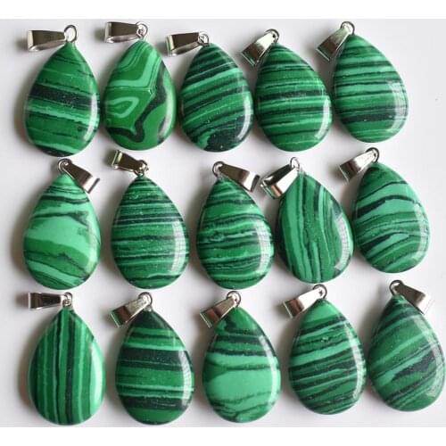 Fashion good quality malachite water drop shape pendants for jewelry making Free shipping Wholesale 24pcs/lot