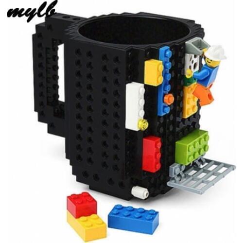 Mylb 1Pc Build-On Brick Mug Type Building Blocks Coffee Cup DIY Block Puzzle Mug Portable Drinkware Drinking Mug