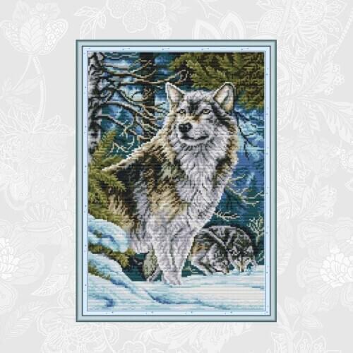 Cross Stitch Kit Count Printed on Canvas 14ct 11ct Leader Wolf Patterns DMC Cotton thread Embroidery DIY Handmade Needlework