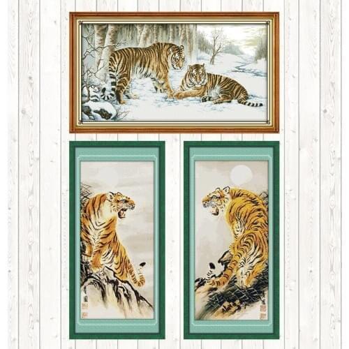 Tiger Embroidery Handmade DIY Needlework Crafts Package Home Decor 11CT 14CT Cross Stitch Set DMC Floss Kits Cross Stitch Kits