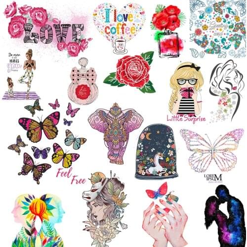 DIY Butterfly Applique Patches On Clothes Flower Iron On Transfers For Clothes Wome T-shirt Dress Accessoriesc Thermo Sticker